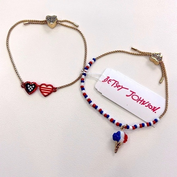 Brand New Betsey Johnson Set of 2 Patriotic 4th of July Bracelets Ice Cream Cone - Picture 13 of 13